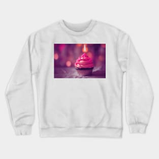 Cute delicious cupcake design with candle Crewneck Sweatshirt